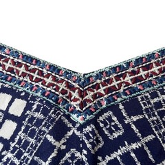 Ella Moss Lilia Dress In Navy Blue Size Small Embroidered Trim Geometric ED17801