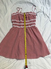Better Together Women&rsquo;s Red and White Gingham Smocked Mini Dress Large