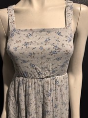 Gilli Blue Floral Boho Lined Strap Sleeve Tie Back Fit & Flare Short Dress Small