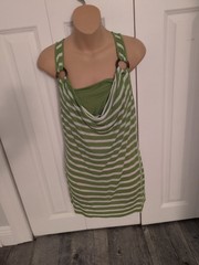 Ella Moss Green and White Striped Sleeveless Dress