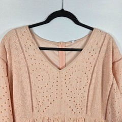 Petallush Pink Short Sleeve Eyelet Dress Women&rsquo;s Size 2XL Modest Peasant Style