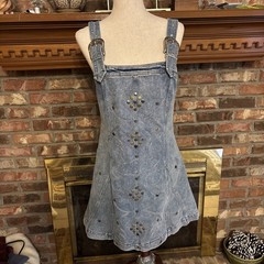 Buckle Blue B Studded Denim Over All Dress Size Large Festival Western