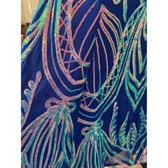 Crystal Doll Sequin Gown Womens 11 Blue Iridescent Open Back Prom Formal Dress