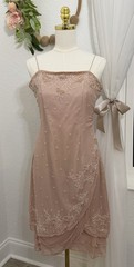 VTG Y2k 90s Scala Silk Beaded Slip Dress Mermaid Ruffle Gown Fairy Pink- L $798