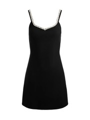 ALICE & OLIVIA (4) EVE EMBELLISHED TRIM SWEETHEART BLACK MINI DRESS NWTMSRP$495
