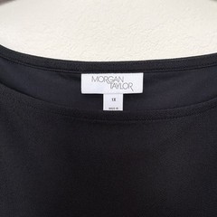 Morgan Taylor Women 1X Black Knit Round Neck Flutter Short Sleeve Shift Dress