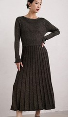 Seasalt Cornwall Knitted Sparkle Scoop Neck Long Sleeve Onyx Maxi Dress 18