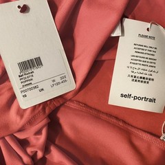 NWT Self-Portrait Pink Coral Ruched Strapless Cocktail Bodycon Mini Dress US 6