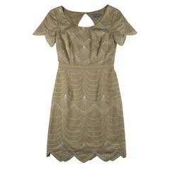 Antonio Melani Dress Womens 2 Keaton Sheath Knee Length Scoop Neck Embroidered