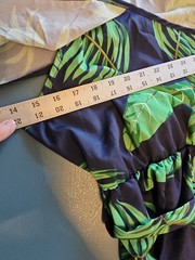 Women&rsquo;s 2X Navy Green Tropical Leaf Maxi Dress Cold Shoulder Side Slit Boho