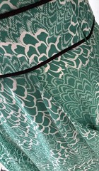 Libelula « Rebecca » Green Petal Printed Piped Silk Shirt Dress Sz 40