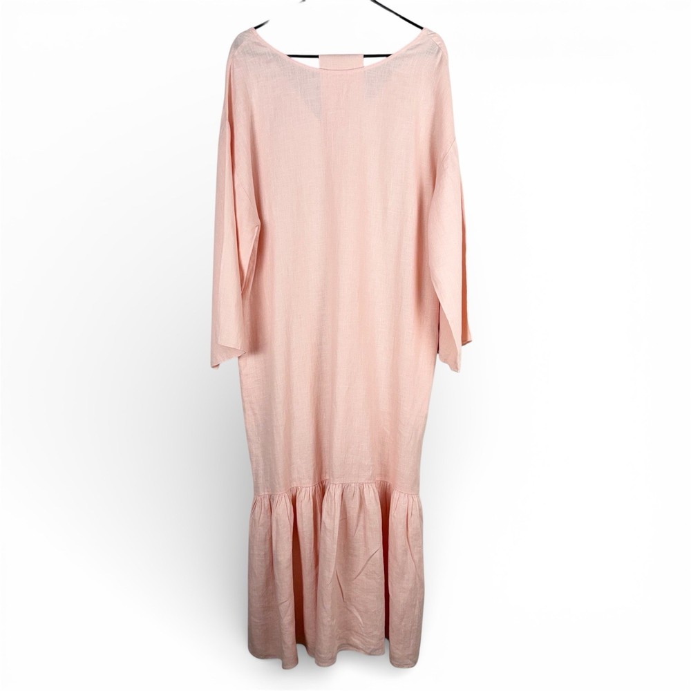 Mara Hoffman Women&rsquo;s Linen Dress Size M Salmon Pink Ruffle Hem W/ Belt