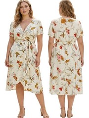 MODCLOTH « Poetic Presence » Floral Print Faux Wrap Dress – Size 1X
