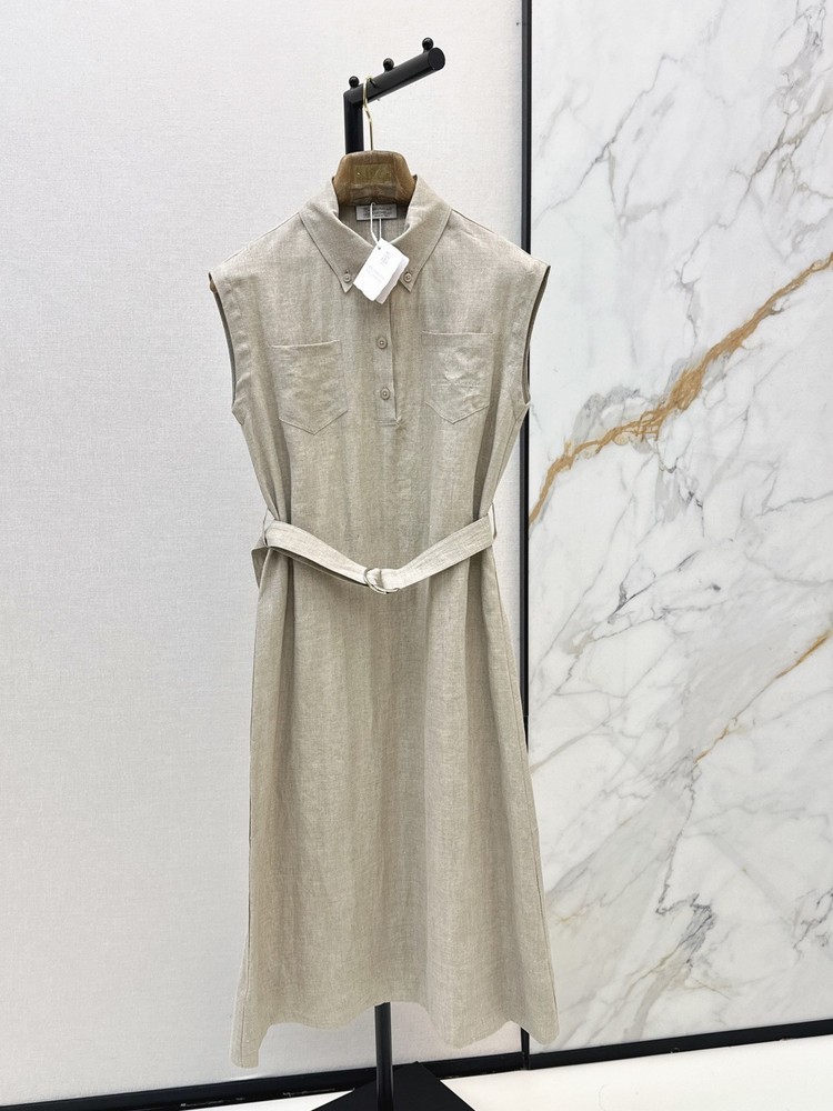 Brunello Cucinelli&rsquo;s latest Spring/Summer Italian minimalist long linen dress