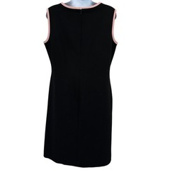 Black Label by Evan Picone Black/Pink Dress WMNS 8 Sheath Sleeveless V-Neck