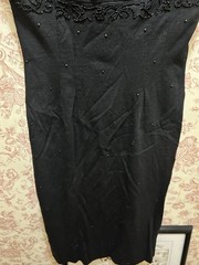 Campus Juniors Black Solid V-Neck Sheath Dress S Knee Length Beaded Embroidered