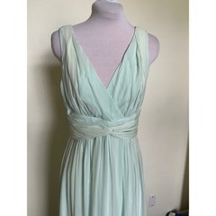 Donna Morgan 100% Silk Robins Egg Blue Chiffon Maxi Dress 4 Formal Gown