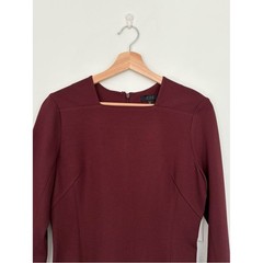 COS || Long Sleeve Square Neck Midi Dress with Slit Burgundy Maroon 8