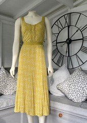 Boden Yellow Jersey Geometric Print Summer Midi Day Dress 14