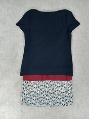 Bailey 44 Women Dress XS Blue Multicolor Layer Polyester Silk Blend Short Sleeve