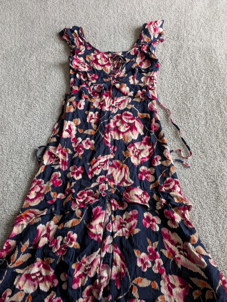 Band Of Gypsies Navy Floral Midi Dress Size XS NWOT