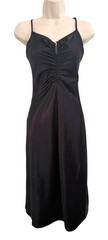 A New Day Slip Dress Sz XS Black Rouched Yoke Satin Goth Coquette Babydoll