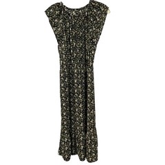 J. Crew Mercantile Black Floral Flutter Sleeve Midi Dress Size M
