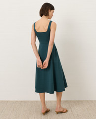 PACT Organic Fit & Flare Square Neck Dress – Deep Aqua (NEW)