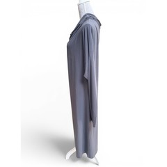 Norma Kamali Gray Cowl Neck Batwing Sleeve Maxi Dress Minimalist Stretch