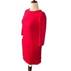 Boden Ribbed Knit Sheath Dress Pockets 3/4 Sleeve In Red Size 4 Classic Modern