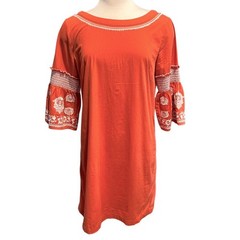 Roller Rabbit Mini Dress Embroidered Rusty Orange Size L