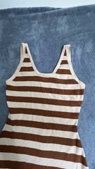 Maxi Dress Active Basic Brown Stripe Sweater Dress Size L (1080)