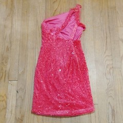 LAVETIR Pink Sequin One Shoulder Bodycon Sleeveless Short Dress Size L