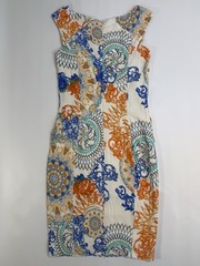 Versace Collection Bodycon Dress Medusa Print Blue Orange IT 38 #4