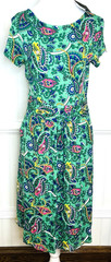 NWT Boden Amelie Dress Size 6 Green Paisley Print Stretch Jersey Midi Pockets