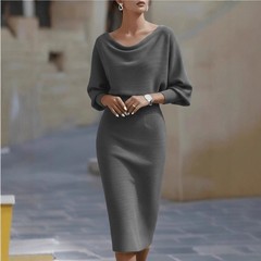 Pleated Batwing Sleeve Midi Dress – Women&rsquo;s Fashionable A-Line Casual Daywear