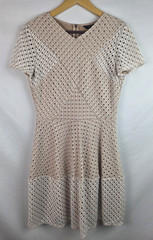 BCBG Maxazria Women&rsquo;s Dress Size Medium Beige Elyze Eyelet Lace Short Sleeve