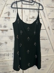 Gianni Bini Mini Dress 12 Greens Womens Square Neck Jewel Embellished A Line