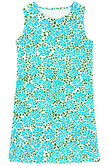 Women&rsquo;s Dress – Turquoise Green Printed Dress – Mini Dress – Large – Cotton