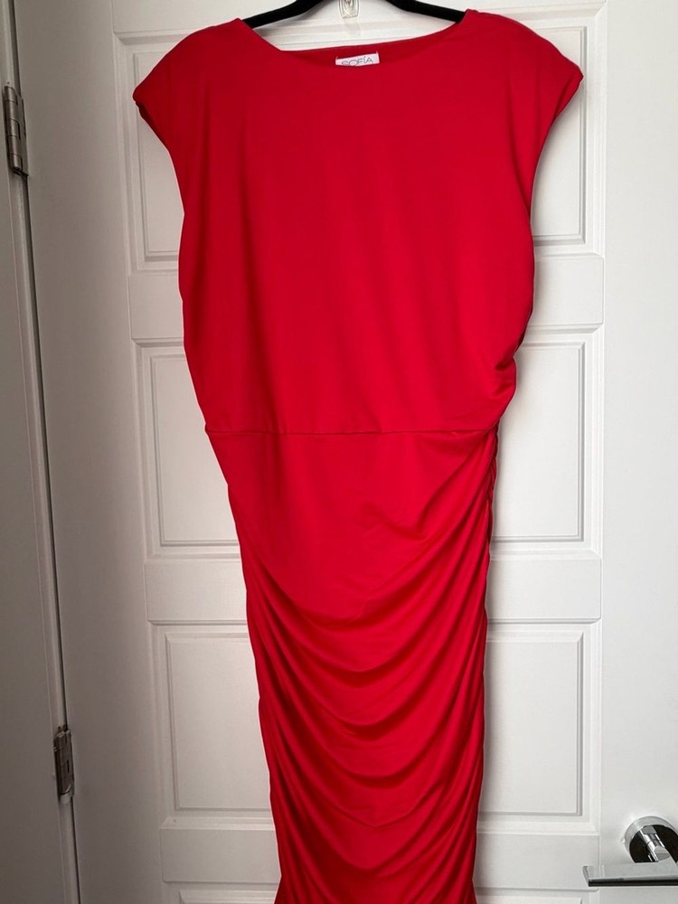 sofia by sofia vergara Red Ruched Midi Dress-XL