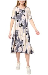 LOGO by Lori Goldstein Rayon 230 Elbow Sleeve Dress Neutral Combo