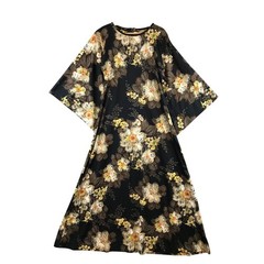 Vintage Evelyn Pearson Maxi Bell Sleeves Foral Dress Small