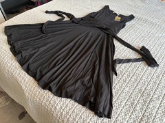 PERUVIAN CONNECTION BLACK NANTUCKET WRAP DRESS SIZE LARGE NEW WITH TAGS