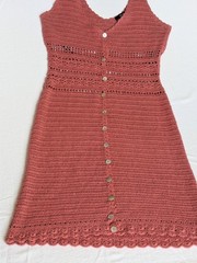 Forever 21 Women&rsquo;s Medium 100% Crochet Knit Dress Salmon Pink Adjustable Strap
