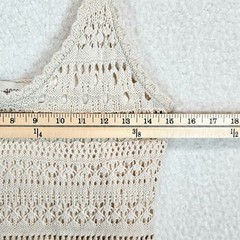 Freshman 1996 Womens Crochet Maxi Dress Medium Cream Boho Knit Scalloped Beige