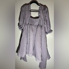 Blueb Lavender Babydoll Dress Cottagecore Puff Sleeve Square Neck M
