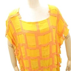 spc ISSEY MIYAKE One Piece 2 Yellow Orange Silk Made in Japan Ladies 865281