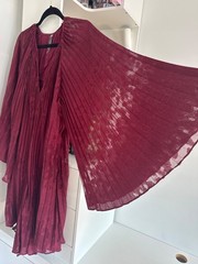 Anthropologie Toulon Pleated Dress Plum Burgundy Size S