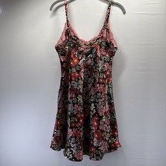 Jones New York Women&rsquo;s Slip Dress Med Floral Dark Lace Satin Nighty A Line Short
