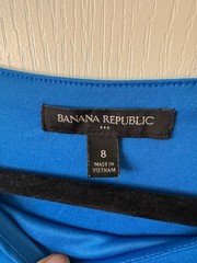 Banana Republic Electric Blue Sleeveless Sheath Dress with Side Zipper and V-Bac